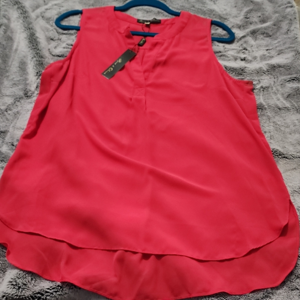 Women's Sleeveless Hi-Lo Pink Top